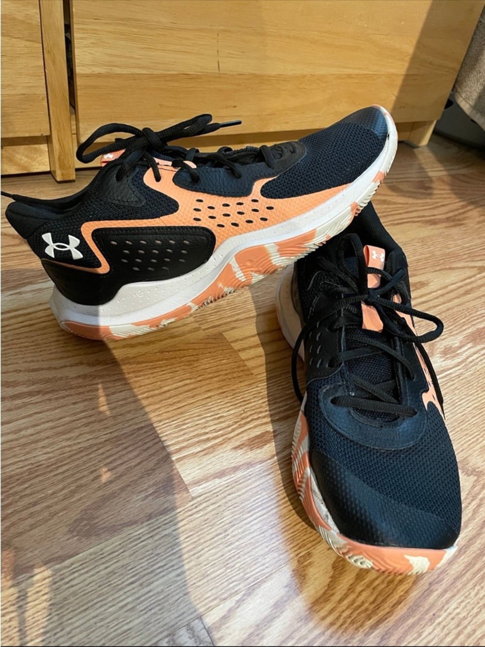 Under Armour Black and Peach Running Shoes